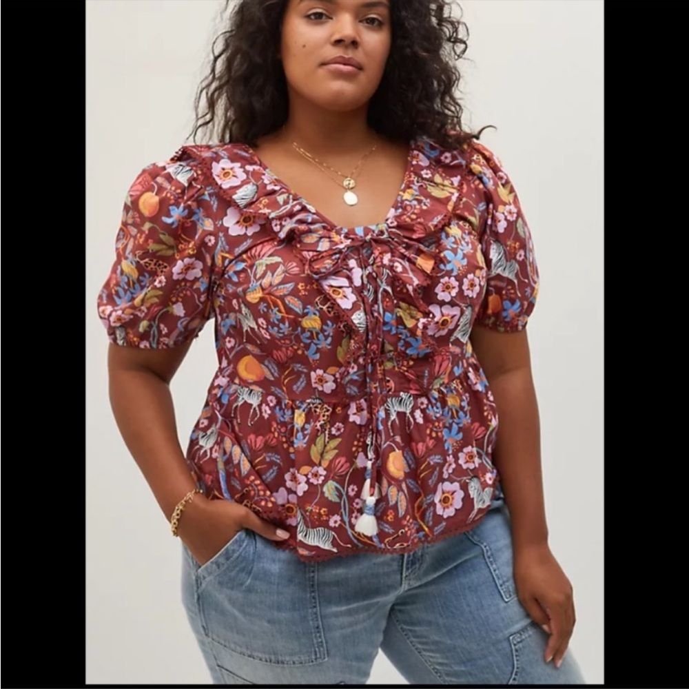 Anthropologie NWT Maeve Ruffled Tie-Front
Blouse Size XSP. - Picture 3 of 15